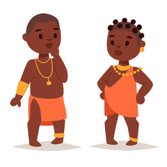 Maasai african people in traditional clothing happy person families vector illustration.