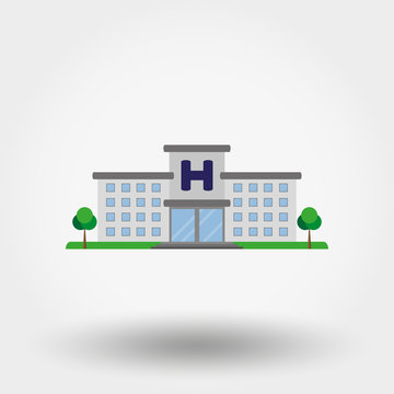 recommend clip art: Hospital building. Icon. Vector. Flat.