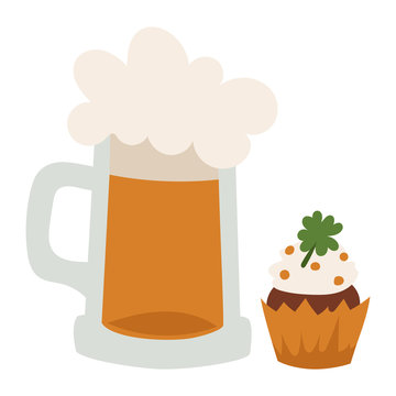 Alcohol beer mug glass cap vector illustration craft drink.