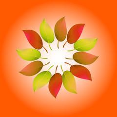 Autumn background with yellow and red leaves.Templates for placards, banners, flyers, presentations, reports,logo. Stock illustration.