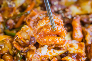 Stir-fried spicy octopus