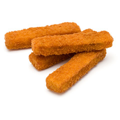 Crispy Fish fingers isolated on white background