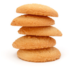 stacked short pastry cookies isolated on white background