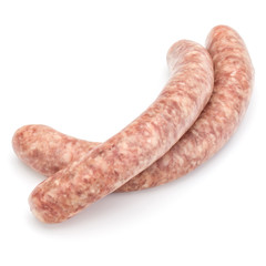 Raw sausage isolated on white background