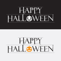 Happy Halloween with Web and Pumpkin Vector Design. Halloween Element Print