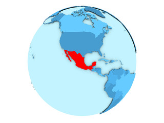 Mexico on blue globe isolated