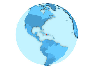 Haiti on blue globe isolated