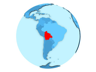 Bolivia on blue globe isolated