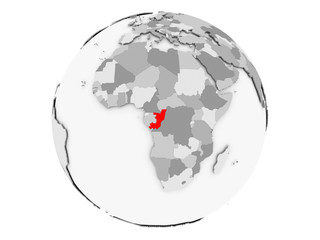 Congo on grey globe isolated