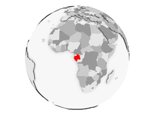 Gabon on grey globe isolated
