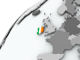 Flag of Ireland on grey globe
