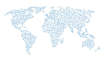 blue world map dot pattern vector