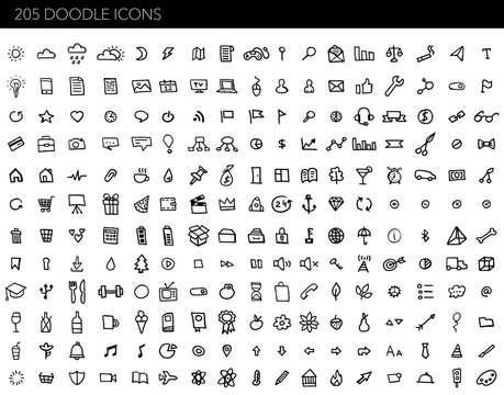 Vector Doodle Icons Universal Set
