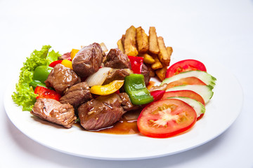 Beefsteak with fried potato
