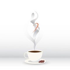 coffee cup with smoke woman body shape