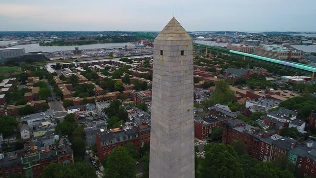 Aerial orbit Bunker Hill Monument 4k 60p prores