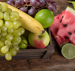 Fruits in wooden box