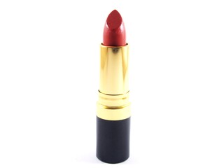 Red matte lipstick, modern fashion style of cosmetic for woman, isolated on white background