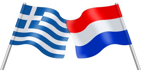Obraz premium Flags. Greece and the Netherlands