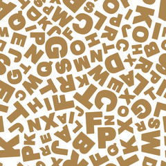 Vector illustration of seamless pattern with letters. Abstract alphabet background.
