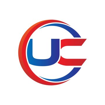 uc logo vector modern initial swoosh circle blue and red