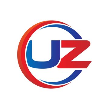 uz logo vector modern initial swoosh circle blue and red