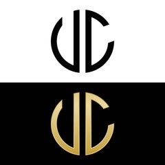 uc initial logo circle shape vector black and gold