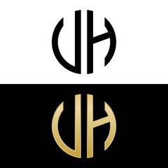 uh initial logo circle shape vector black and gold