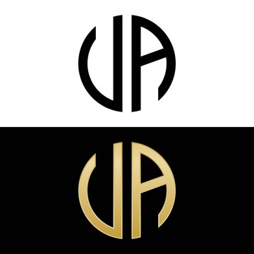 ua initial logo circle shape vector black and gold
