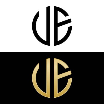 ue initial logo circle shape vector black and gold