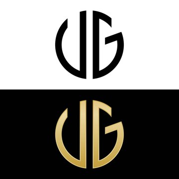 ug initial logo circle shape vector black and gold