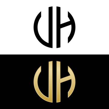 uh initial logo circle shape vector black and gold