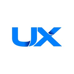 ux logo initial logo vector modern blue fold style