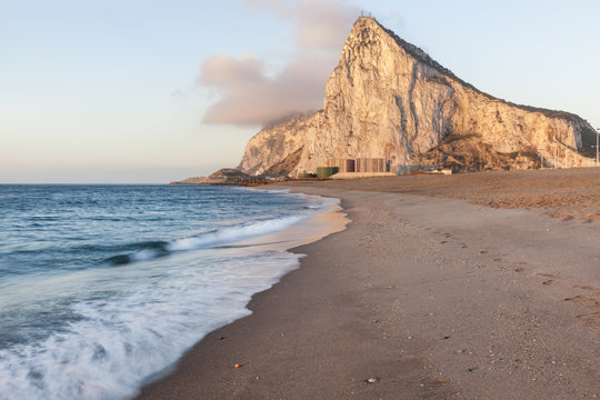 Panorama of the Gibraltar Rock at sunrise