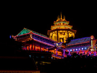 Fototapeta premium Kek Lok Si temple light up in Penang during the Chinese New Year