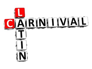 3D Latin Carnival Crossword over white background.