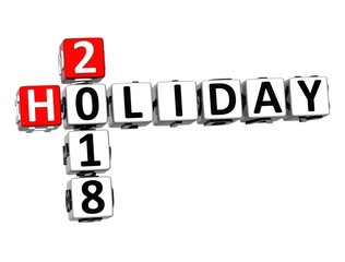 3D Crossword Holiday 2018 over white background