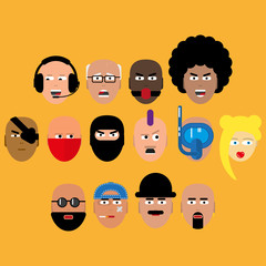 Set of cartoon faces. Vector illustration
