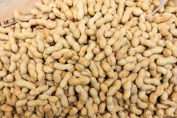 Piles of roasted peanuts
