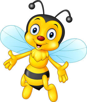 Cartoon funny bee isolated on white background