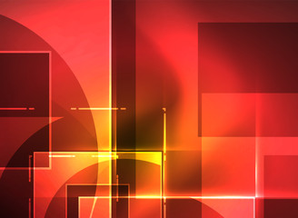 Naklejka premium Glowing squares in the dark, digital abstract background