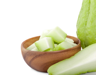 Chayote on white background