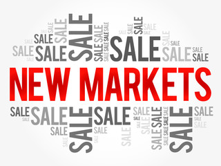 New Markets words cloud, business concept background