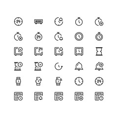 Minimal icon set of Time and Calendar Vector Line Icons Collection , good choice to use for website project , Ui and Ux design, mobile app and more. All vector icons based on 32px grid.