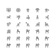 Minimal icon set of Finger Touch Vector Line Icons Collection , good choice to use for website project , Ui and Ux design, mobile app and more. All vector icons based on 32px grid.