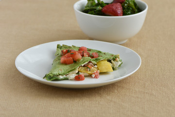 Grilled Spinach Tortilla Quesadilla and Strawberry Kale Salad