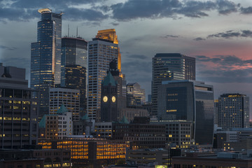 Minneapolis downtown skyline at night