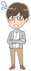 困っている文化系男子のイラスト