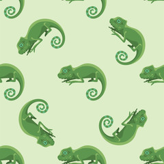 Naklejka premium Reptile chameleon amphibian seamless pattern colorful fauna vector illustration reptiloid predator reptiles animals.