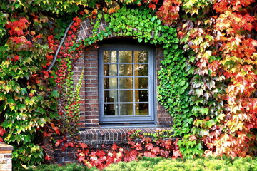 Fototapeta na wymiar A house with ivy tangles